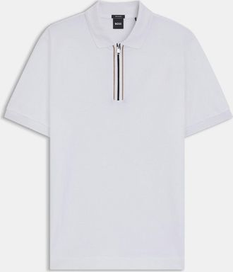HUGO BOSS Herenpolo Boss H-Paras 65 met ritssluiting in wit