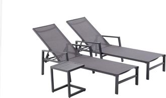 Concept Usine Juego de 2 tumbonas con mesa auxiliar gris oscuro