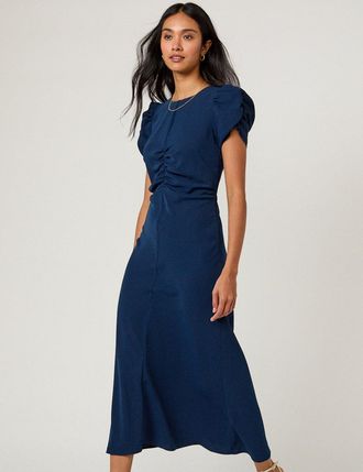 Nobody's Child Navy Ruched Naomi Midi Dress
