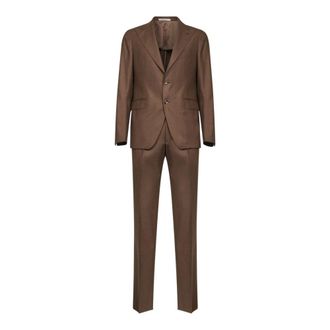 Tagliatore Single Breasted Suits, male, Brown, XL, Two-Button Suit