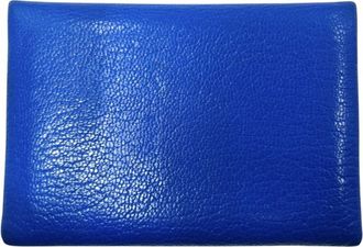 Herm&egrave;s Blue Chevre Leather Coin Purse/Coin Case (Pre-Owned)