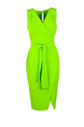 Access Fashion Asymmetrical Midi Dress with Wrap-Style Front