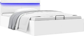 vidaXL Vidaxl - Cama Canap&eacute; Hidr&aacute;ulica Con Led Sin Colch&oacute;n Blanco 120x200 Cm