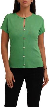 Cyrus Keyhole Button-Front Rib Top in Online Lime at Nordstrom Rack, Size X-Large