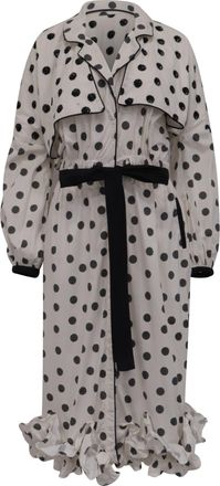 Johanna Ortiz Dragon Pearl Polka Dot Midi Dress in White Cotton