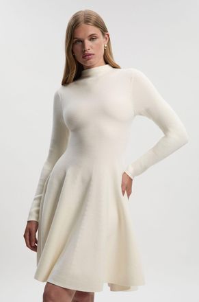 Karen Millen Womens Petite Viscose Blend Full Circle Knit Mini Dress - Cream - Size Large