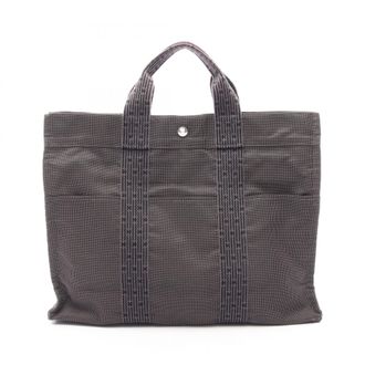 Herm&egrave;s Gray Nylon Canvas Handbag Tote Bag (Pre-Owned)