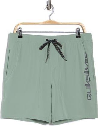 Quiksilver Wind Logo Volley Swim Trunks in Lily Pad at Nordstrom Rack, Size X-Large