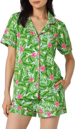 Bedhead Pajamas Print Stretch Organic Cotton Short Pajamas in Monstera Bloom at Nordstrom, Size X-Large