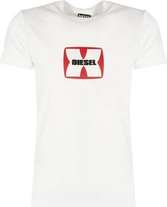 Diesel T-shirt met ronde hals en print - Heren - T-shirts - Wit - XL - Katoen - Tops