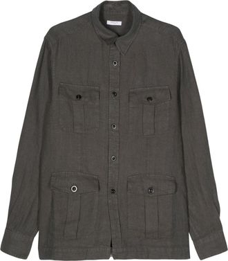 Boglioli tonal stitching linen shirt jacket - men - Linen/Flax - L - Grey