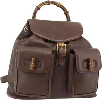Gucci Pre-owned Backpacks, female, Brown, Size: ONE SIZE Pre-owned Vintage Leather Backpack