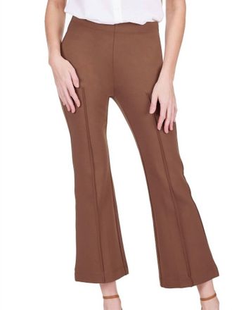 Jade Yoga Front Seaming Ponte Bell Leg Ankle Pant In Chocolate