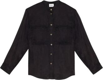Isabel Marant Satijnen Shirt met Ronde Kraag - Dames - Overhemden - Zwart - M - Satijn - Overhemden