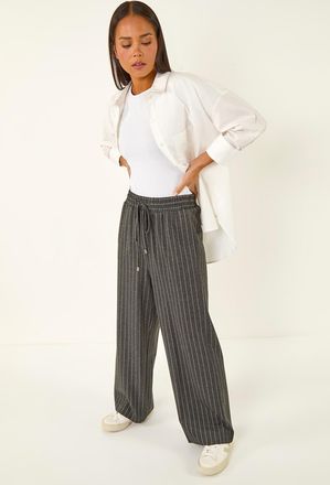 Roman Stripe Wide Leg Stretch Trouser