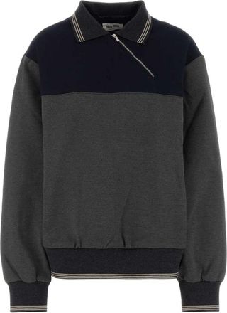 Miu Miu Hoodies & sweatvesten, Dames, Veelkleurig, S, Colorblock Polo Sweatshirt met Ritsdetail