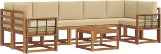 vidaXL Conjunto De Sof&aacute;s De Exterior 8 Uds. Natural Y Beige Vidaxl