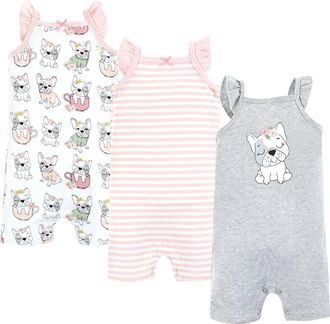 Hudson Baby Essential Cotton Rompers in Girl Whimsical Dog at Nordstrom, Size 12-18M
