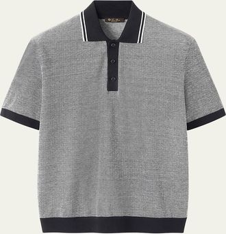 Loro Piana Mens Sciabecco Linen and Cotton Polo Shirt