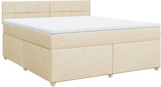 vidaXL Cama Box Spring Con Colch&oacute;n Tela Color Crema 180x200 Cm Vidaxl