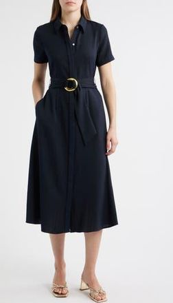 Julia Jordan Belted Midi Shirtdress in Navy at Nordstrom Rack, Size 14