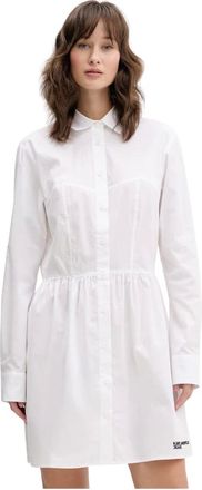 Karl Lagerfeld Kleedjes, Dames, Wit, XS, Katoen, Shirt Dress