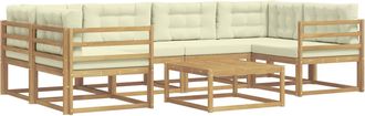 vidaXL Conjunto De Sof&aacute;s De Exterior 5 Uds. Blanco Y Crema Vidaxl