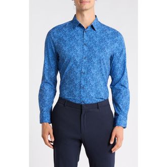 Brooklyn Brigade Abstract Circle Diamond Button-Up Shirt in Light Blue/Navy at Nordstrom Rack, Size Xx-Large