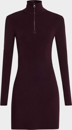 Courr&egrave;ges Zipped Mock-Neck Wool Mini Dress