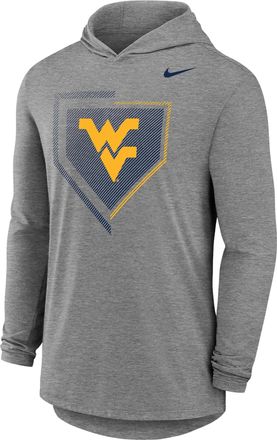 Nike Mens College (West Virginia Mountaineers) Long-Sleeve Hooded Baseball T-Shirt in Grey | M12173P967WVRG-DGH