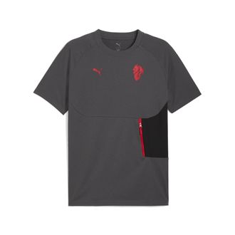 Puma Mens AC Milan PUMATECH T-Shirt with Pocket, Shadow Gray For All Time Red, M