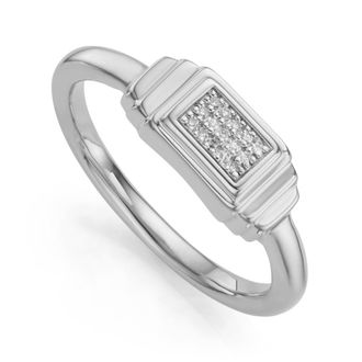 Monica Vinader Sterling Silver Baja Deco Diamond Ring Diamond