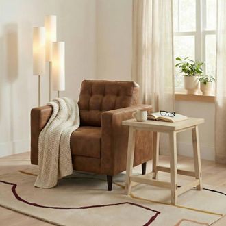 Furniturebox Rockies Square White Oak Wood Side Table in Light Brown
