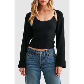 All in Favor Rib Knit Bolero in Black at Nordstrom, Size X-Large