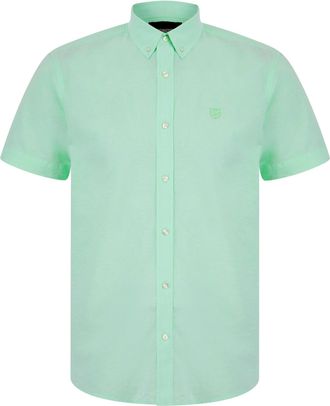 Kensington Eastside Mens Fetlock Short Sleeve Oxford Cotton Shirt Mint