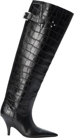 Alexander Wang Zwarte Open Achterkant Hoge Laars - Dames - Hoge Laarzen - Zwart - 38 EU - Leer - Schoenen