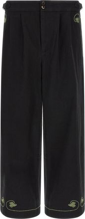 Bode Black Straight Flat Front Pants