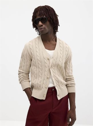 Le 31 Mens Twisted cable Cardigan Sweater