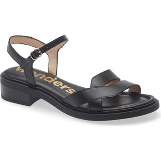 Wonders Ankle Strap Slide Sandal in Tokat Black at Nordstrom, Size 9.5-10Us