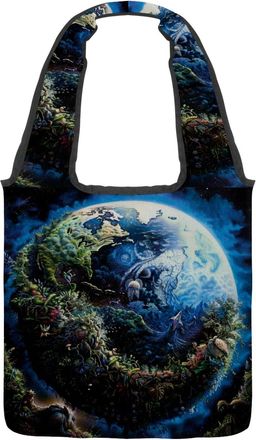 Generic Garden Earth Reversible Canvas Shoulder Tote - Double-Sided Print, 12oz Cotton, 27cm Drop, Fold-Flat Bag for Travel, Shopping, Street Outings