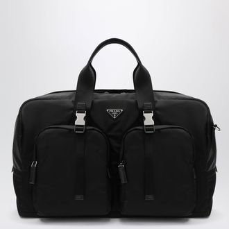 Prada Black Re-Nylon and Saffiano Travel Bag