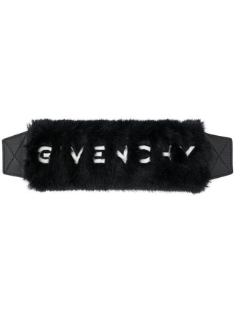 Givenchy faux-fur logo charm - women - Calf Leather/Modacrylic - OS - Black