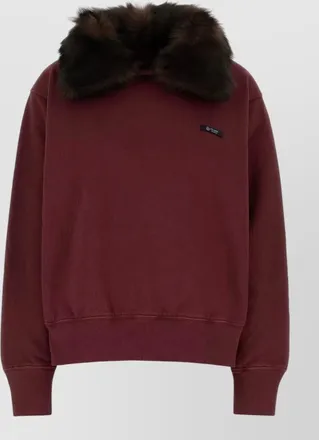 Prada cotton sweatshirt faux fur collar
