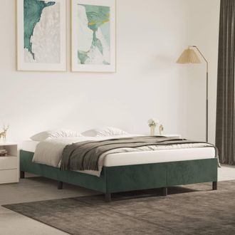 vidaXL Estructura Cama Sin Colch&oacute;n Terciopelo Verde Oscuro 140x190 Cm Vidaxl