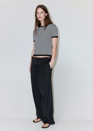 Mango Pullover righe maniche corte nero - Donna - XXS - MANGO