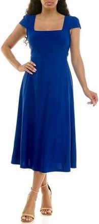 Nina Leonard Cap Sleeve Fit & Flare Dress in High Dive at Nordstrom Rack, Size X-Large