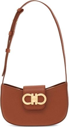 Ferragamo Brown Double Gancini mini Shoulder Bag