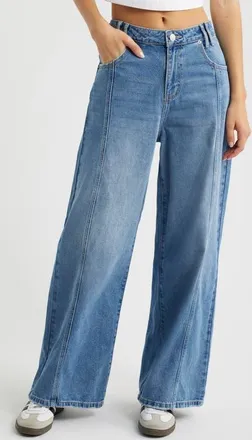 YMI Relaxed Extra Baggy Wide Leg Jeans in Light Blue Potassium at Nordstrom, Size 11