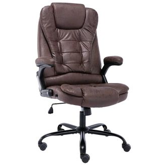 vidaXL Silla De Oficina De Piel De Ante Sint&eacute;tica Marr&oacute;n Oscuro Vidaxl