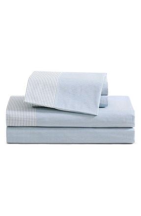 Tommy Hilfiger Williamstown Stripe Cotton Percale Sheet Set in White/feather Blue at Nordstrom, Size Twin Xl
